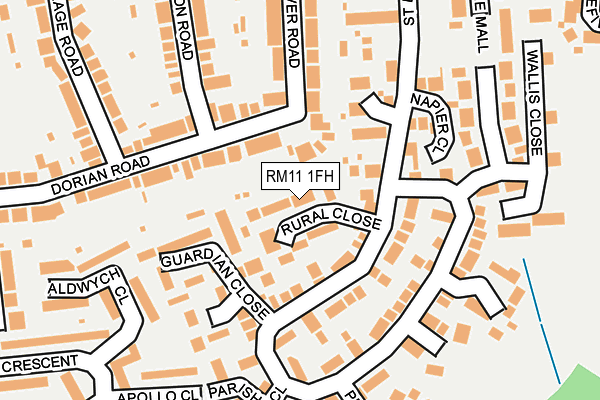 RM11 1FH map - OS OpenMap – Local (Ordnance Survey)