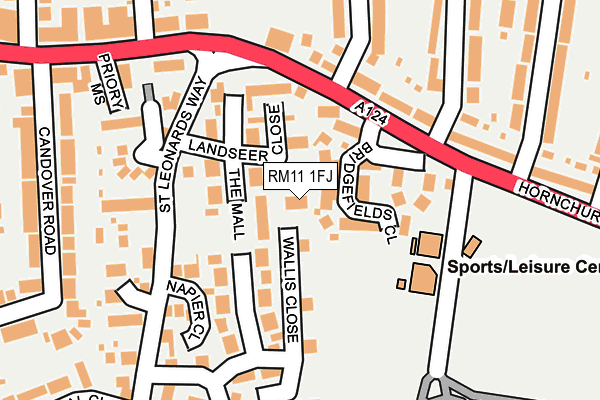 RM11 1FJ map - OS OpenMap – Local (Ordnance Survey)