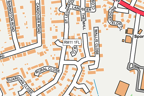 RM11 1FL map - OS OpenMap – Local (Ordnance Survey)