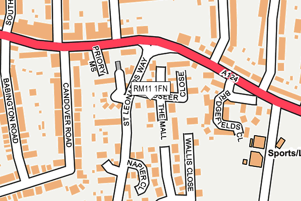 RM11 1FN map - OS OpenMap – Local (Ordnance Survey)