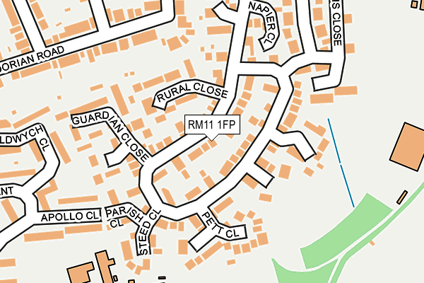 RM11 1FP map - OS OpenMap – Local (Ordnance Survey)