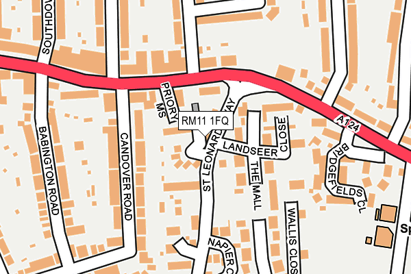 RM11 1FQ map - OS OpenMap – Local (Ordnance Survey)