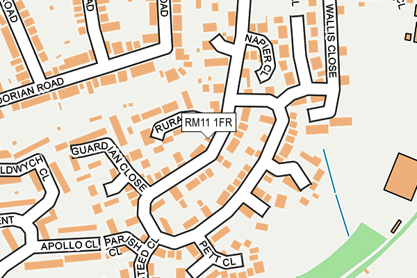 RM11 1FR map - OS OpenMap – Local (Ordnance Survey)