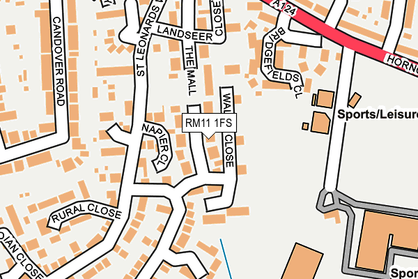 RM11 1FS map - OS OpenMap – Local (Ordnance Survey)