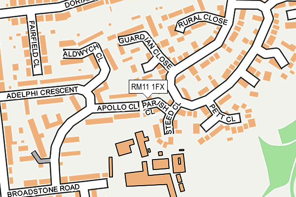 RM11 1FX map - OS OpenMap – Local (Ordnance Survey)