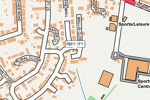 RM11 1FY map - OS OpenMap – Local (Ordnance Survey)