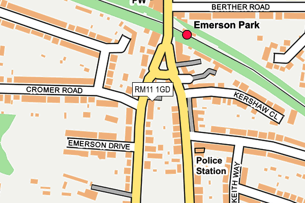 RM11 1GD map - OS OpenMap – Local (Ordnance Survey)