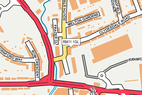 RM11 1GL map - OS OpenMap – Local (Ordnance Survey)