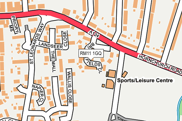 RM11 1GQ map - OS OpenMap – Local (Ordnance Survey)