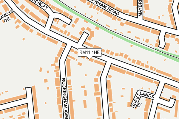 RM11 1HE map - OS OpenMap – Local (Ordnance Survey)