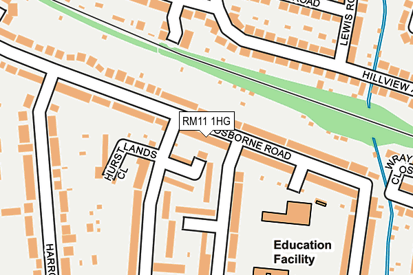 RM11 1HG map - OS OpenMap – Local (Ordnance Survey)