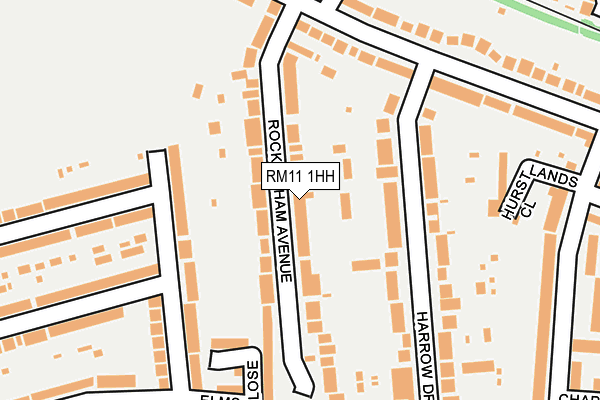 RM11 1HH map - OS OpenMap – Local (Ordnance Survey)