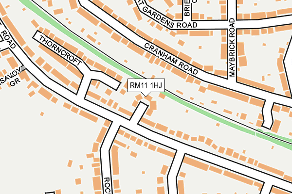 RM11 1HJ map - OS OpenMap – Local (Ordnance Survey)