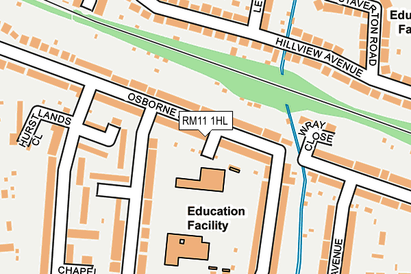 RM11 1HL map - OS OpenMap – Local (Ordnance Survey)