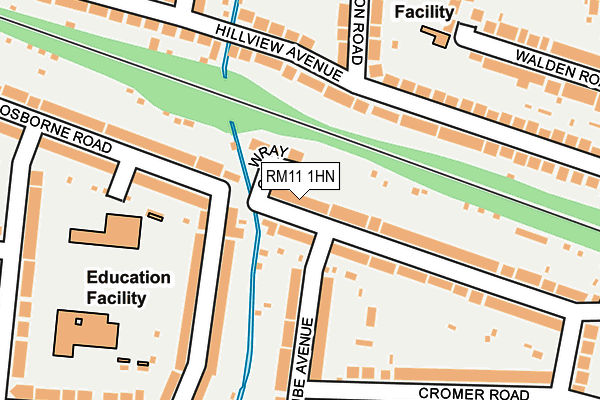 RM11 1HN map - OS OpenMap – Local (Ordnance Survey)