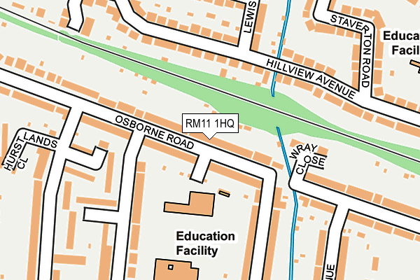 RM11 1HQ map - OS OpenMap – Local (Ordnance Survey)