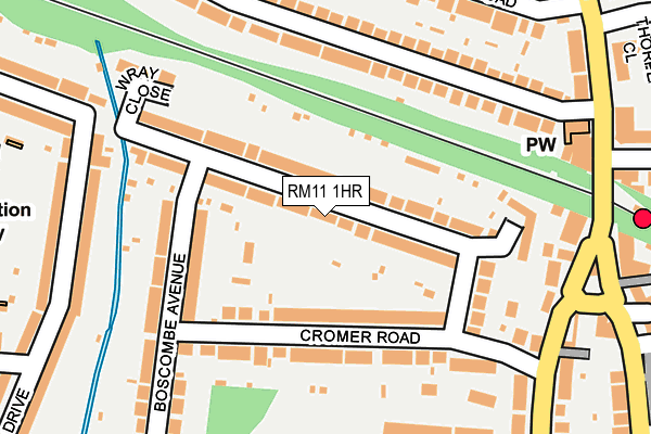 RM11 1HR map - OS OpenMap – Local (Ordnance Survey)