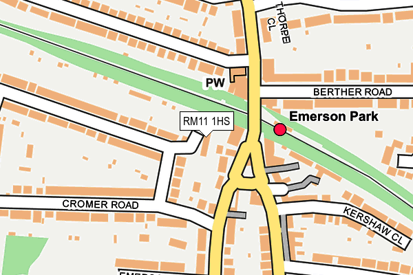 RM11 1HS map - OS OpenMap – Local (Ordnance Survey)