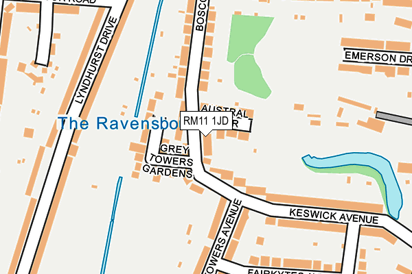 RM11 1JD map - OS OpenMap – Local (Ordnance Survey)