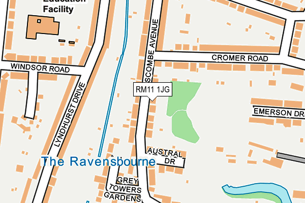 RM11 1JG map - OS OpenMap – Local (Ordnance Survey)