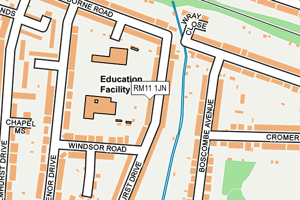 RM11 1JN map - OS OpenMap – Local (Ordnance Survey)