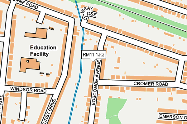 RM11 1JQ map - OS OpenMap – Local (Ordnance Survey)