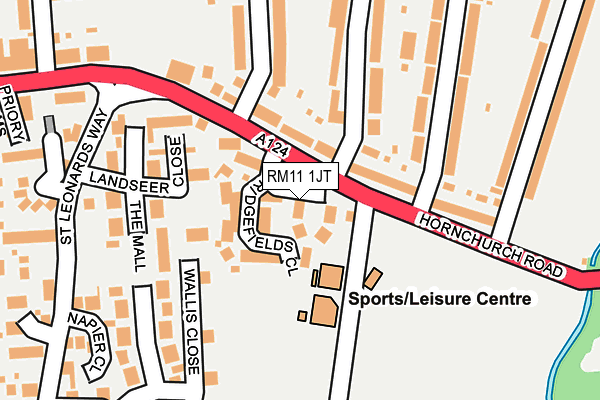 RM11 1JT map - OS OpenMap – Local (Ordnance Survey)