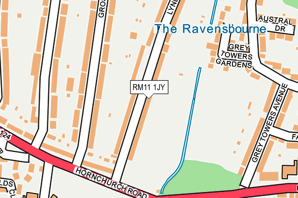 RM11 1JY map - OS OpenMap – Local (Ordnance Survey)