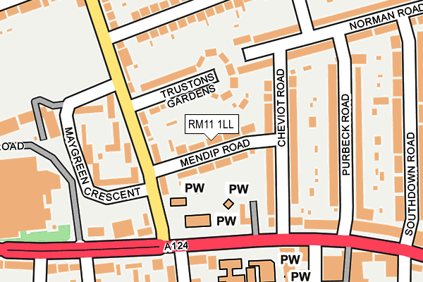 RM11 1LL map - OS OpenMap – Local (Ordnance Survey)