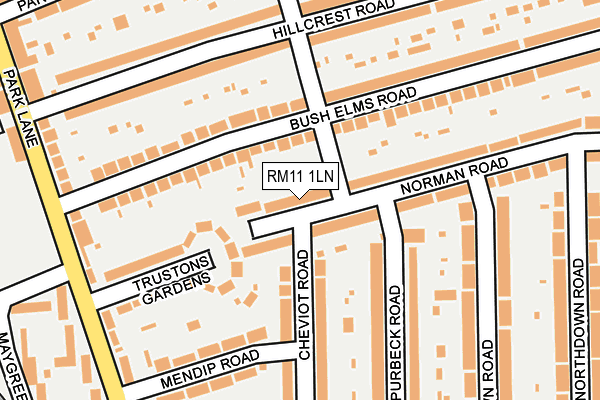 RM11 1LN map - OS OpenMap – Local (Ordnance Survey)