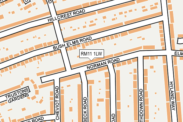 RM11 1LW map - OS OpenMap – Local (Ordnance Survey)