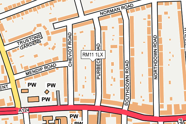 RM11 1LX map - OS OpenMap – Local (Ordnance Survey)