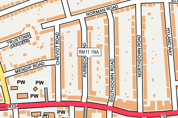 RM11 1NA map - OS OpenMap – Local (Ordnance Survey)