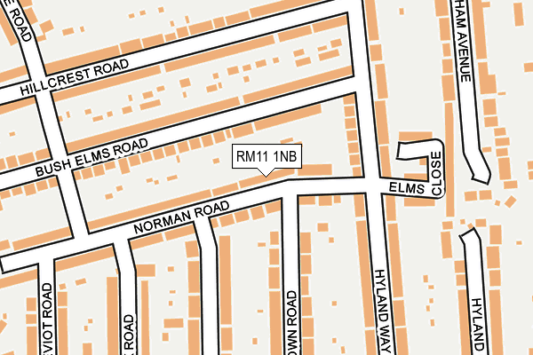 RM11 1NB map - OS OpenMap – Local (Ordnance Survey)