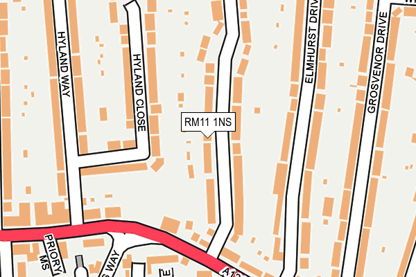 RM11 1NS map - OS OpenMap – Local (Ordnance Survey)