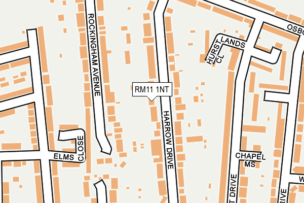 RM11 1NT map - OS OpenMap – Local (Ordnance Survey)