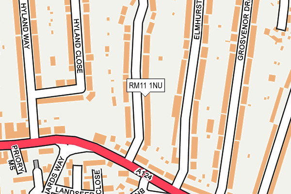 RM11 1NU map - OS OpenMap – Local (Ordnance Survey)