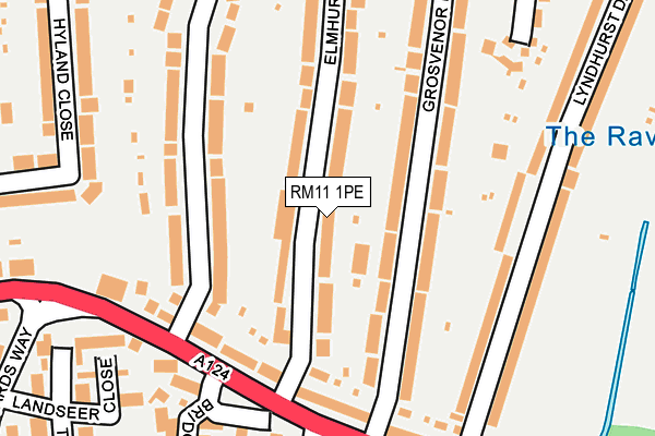 RM11 1PE map - OS OpenMap – Local (Ordnance Survey)