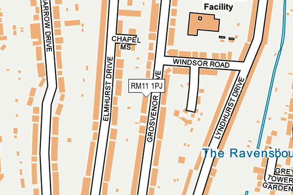 RM11 1PJ map - OS OpenMap – Local (Ordnance Survey)