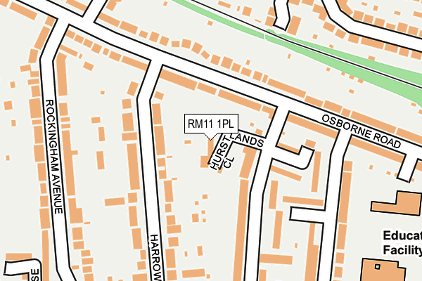 RM11 1PL map - OS OpenMap – Local (Ordnance Survey)