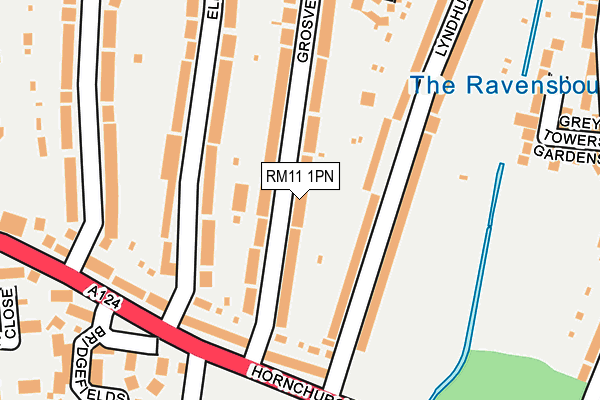 RM11 1PN map - OS OpenMap – Local (Ordnance Survey)