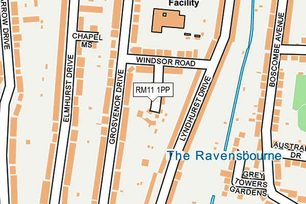 RM11 1PP map - OS OpenMap – Local (Ordnance Survey)