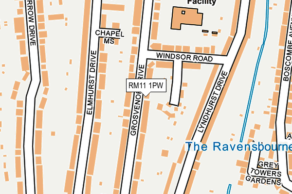 RM11 1PW map - OS OpenMap – Local (Ordnance Survey)