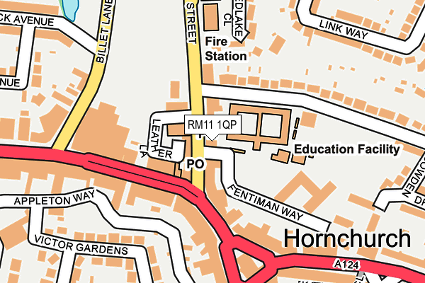 RM11 1QP map - OS OpenMap – Local (Ordnance Survey)