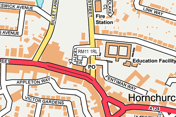 RM11 1RL map - OS OpenMap – Local (Ordnance Survey)