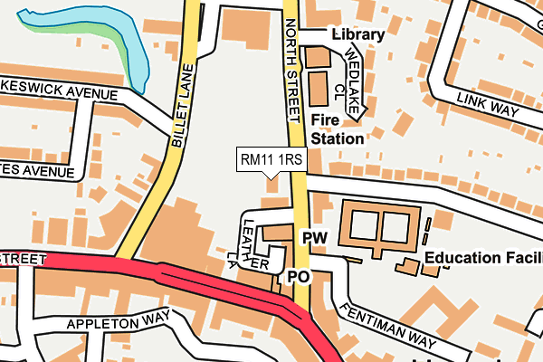 RM11 1RS map - OS OpenMap – Local (Ordnance Survey)