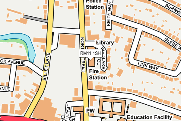 RM11 1SH map - OS OpenMap – Local (Ordnance Survey)