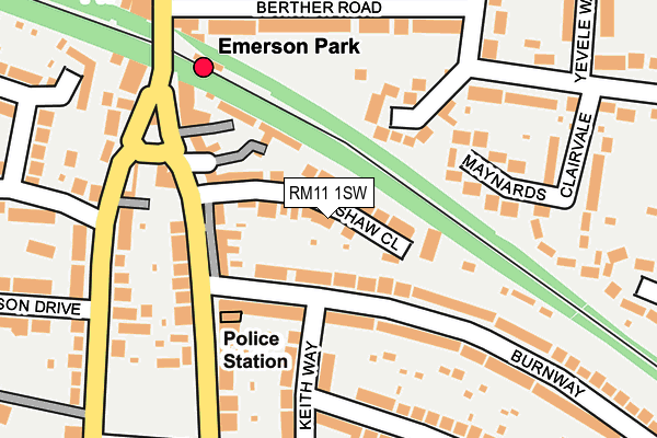 RM11 1SW map - OS OpenMap – Local (Ordnance Survey)