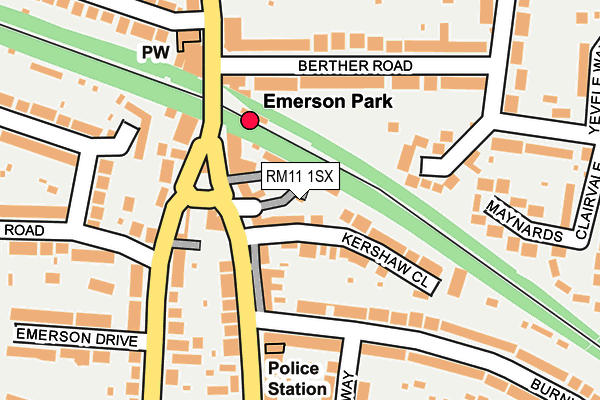 RM11 1SX map - OS OpenMap – Local (Ordnance Survey)