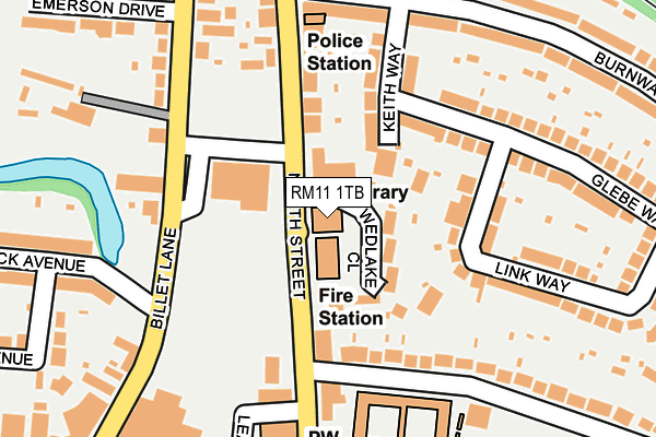 RM11 1TB map - OS OpenMap – Local (Ordnance Survey)